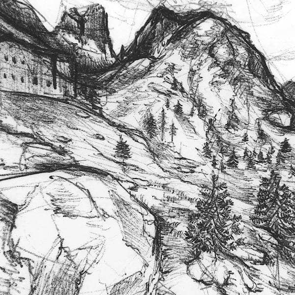 Scopri i disegni panoramici Disegno panoramico di Passo Falzarego